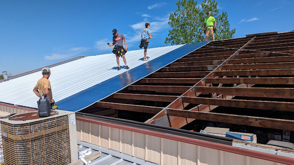 Commercial roof installation in progress