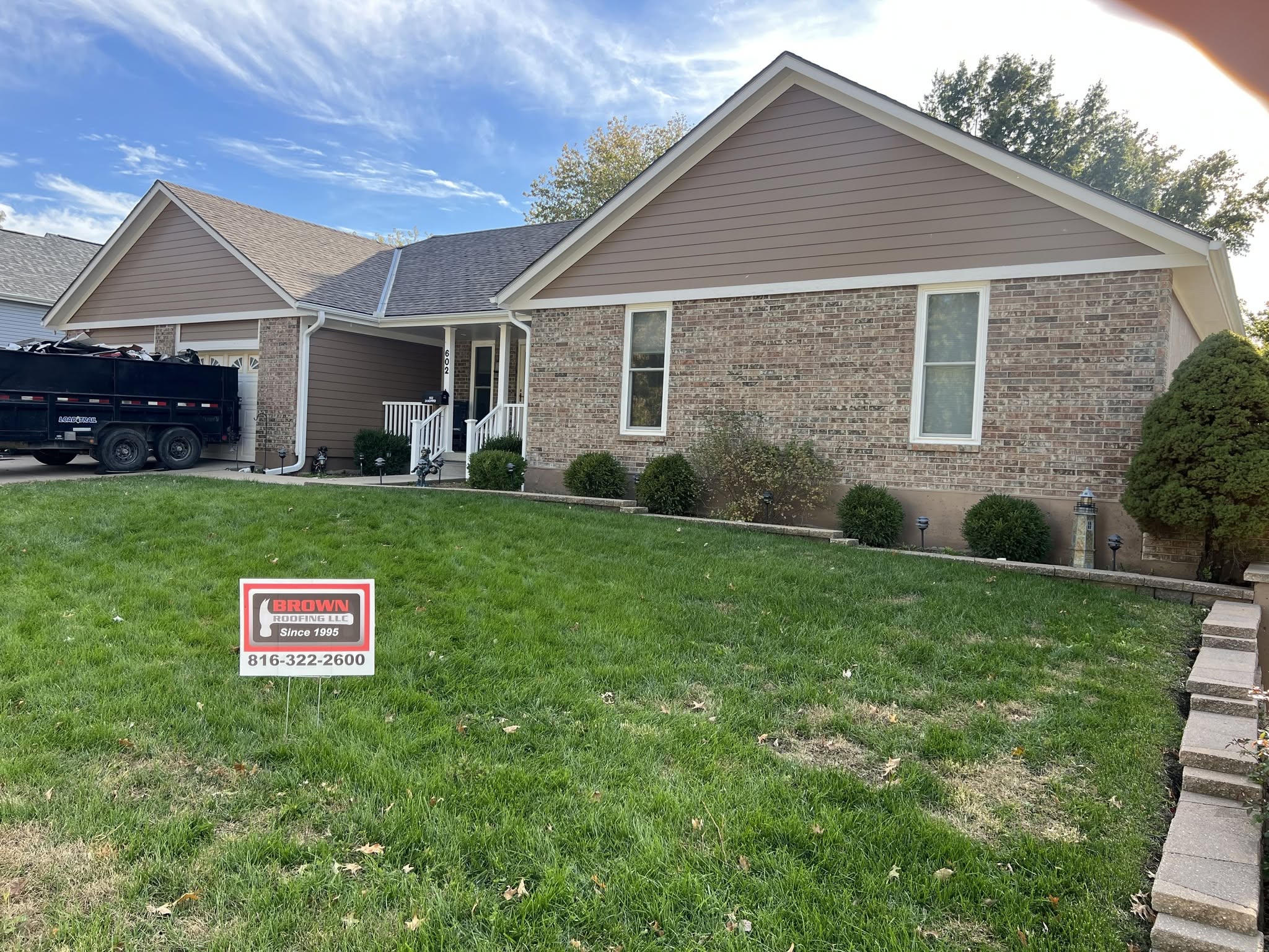 Full asphalt shingle reroof completed by Brown Roofing LLC