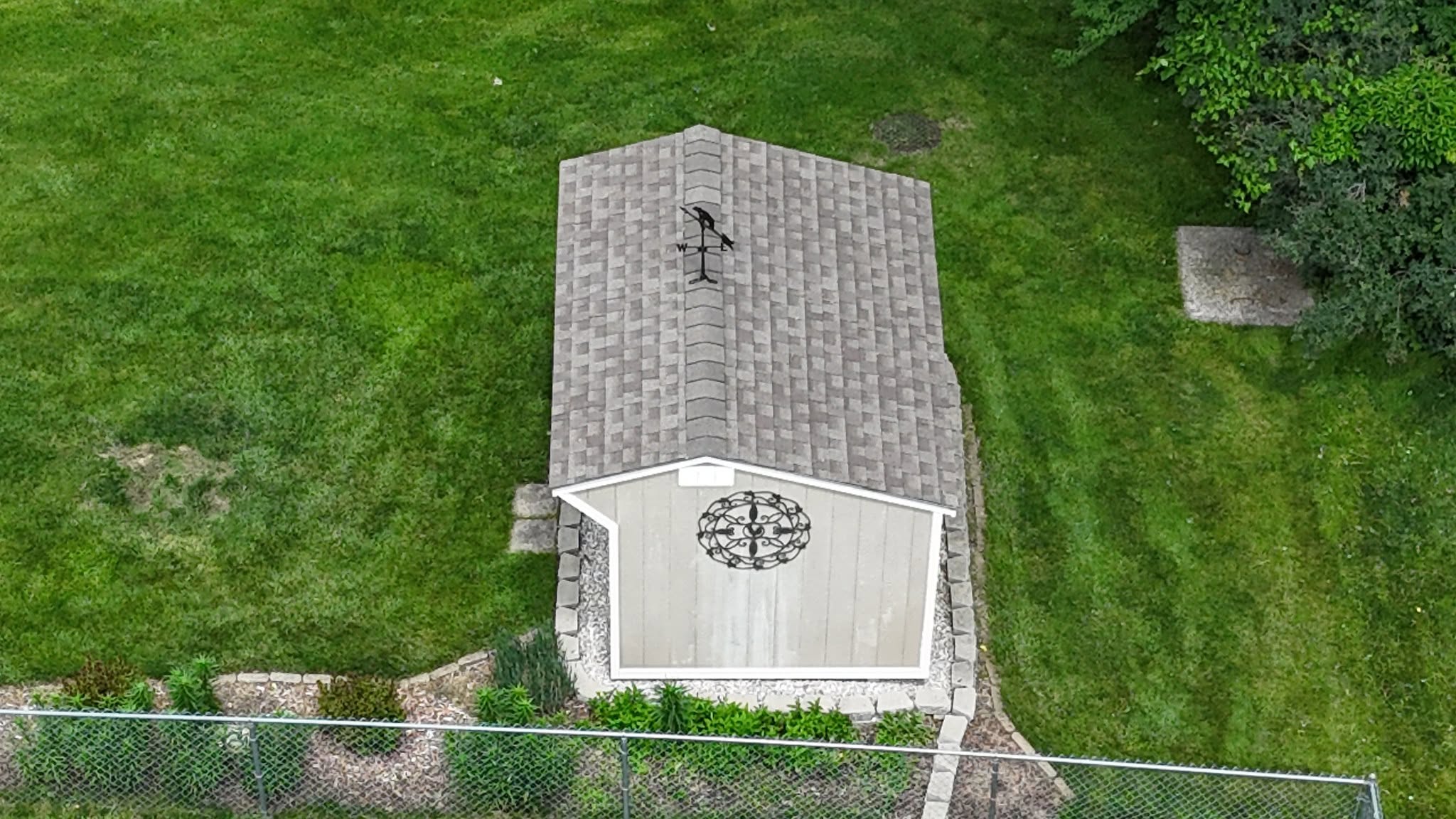 Hail damage roof replacement aerial view by Brown Roofing LLC